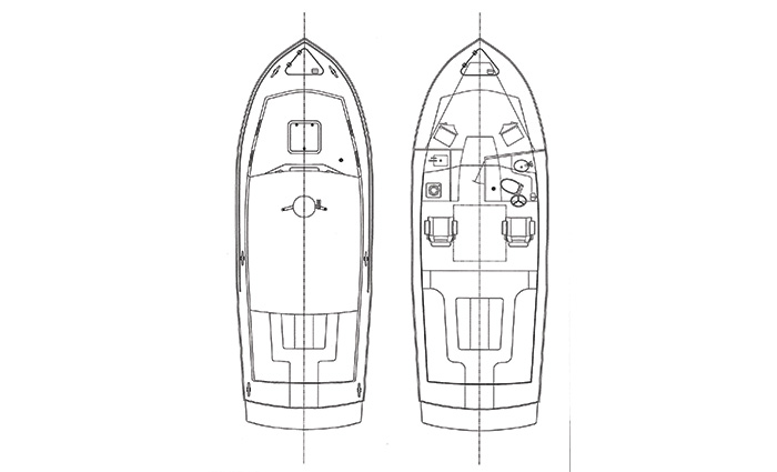 Line drawing of a boat.
