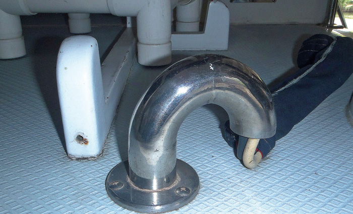 Steel gooseneck fitting.