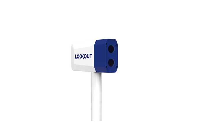 White and blue LOOKOUT camera