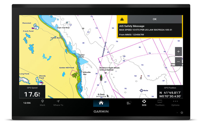 Garmin navigation display showcasing map.