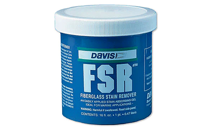 Royal blue container with white lid and white FSR labeling.