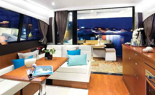 Interior of Jeanneau NC 14 powerboat salon